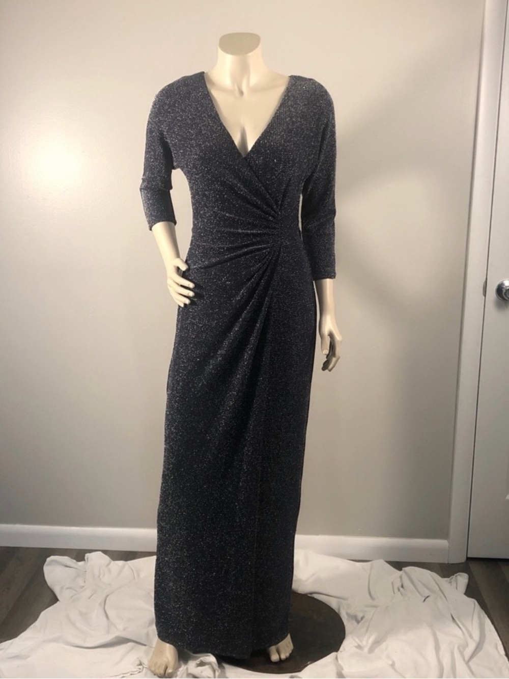 Ralph Lauren - Long Sleeve Maxi Gown - Shimmery Navy Blue -Size 6